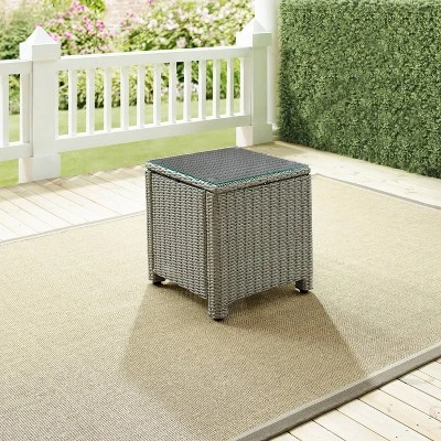 Bradenton Outdoor Wicker Glass Top Side Table - Crosley 1 Bradenton Outdoor Wicker Glass Top Side Table - Crosley