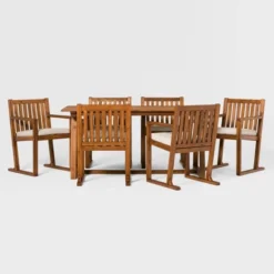 Saracina Home 7pc Modern Slatted Acacia Outdoor Dining Set With Trapezoid Legs 10 Saracina Home 7pc Modern Slatted Acacia Outdoor Dining Set With Trapezoid Legs -Crosley Sales Store GUEST 4a9c5be8 f083 42b7 b2bc 555b83314b2e