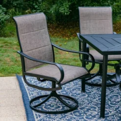 7pc Outdoor Dining Set With Padded Swivel Chairs & Metal Rectangle Table With Umbrella Hole - Gray - Captiva Hole -Crosley Sales Store GUEST 4b71440d fa28 4830 9c65 4da4bac0a481
