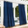 Plow & Hearth Grasscloth Outdoor Curtain Panel With Tab Top, 54"W X 84"L Linen