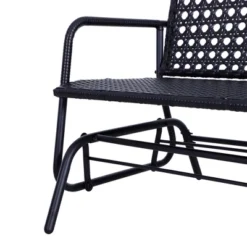 Outsunny Patio 2-Person Wicker Glider Bench Rocking Chair, Outdoor All-Hand Woven PE Rattan Loveseat For Patio, Garden, Porch, Lawn, Black -Crosley Sales Store GUEST 4d549c58 cf73 4d0e 8d9f 865a7ff498a5