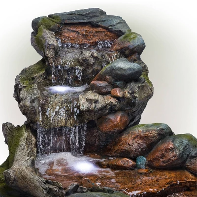 28" Resin 3-Tier Rainforest Fountain With LED Lights Bronze - Alpine Corporation 4 28" Resin 3-Tier Rainforest Fountain With LED Lights Bronze - Alpine Corporation - Image 4