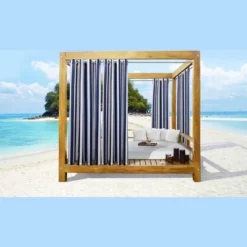 Commonwealth Seascapes Stripes Light Filtering Satiny Look Provide Privacy Grommet Outdoor Panel Pair Indigo -Crosley Sales Store GUEST 50038eec 2094 4e4f 80d4 041cae741c4c