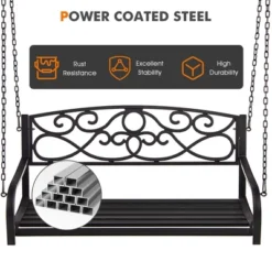 Tangkula Patio Hanging Porch Swing Outdoor 2-Person Metal Swing Bench Chair W/ Chains 15 Tangkula Patio Hanging Porch Swing Outdoor 2-Person Metal Swing Bench Chair W/ Chains -Crosley Sales Store GUEST 50343f46 6c03 4617 aa9d 22f76d24263c