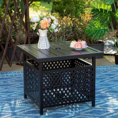 Captiva Designs 3pc Patio Bistro Set With Square Umbrella Table 1 Captiva Designs 3pc Patio Bistro Set With Square Umbrella Table