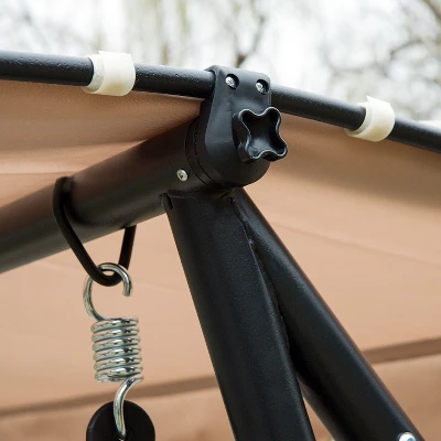 Outsunny 3 Seat Outdoor Free Standing Swing Bench Porch Swing With Stand, Comfortable Cushioned Fabric & Included Canopy 5 Outsunny 3 Seat Outdoor Free Standing Swing Bench Porch Swing With Stand, Comfortable Cushioned Fabric & Included Canopy - Image 5