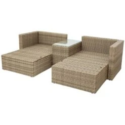 5pc Wicker Patio Seating Set With Cushions - Brown/Beige - GODEER -Crosley Sales Store GUEST 515d5a39 d63e 4bd9 b728 c1bdf29b5f93