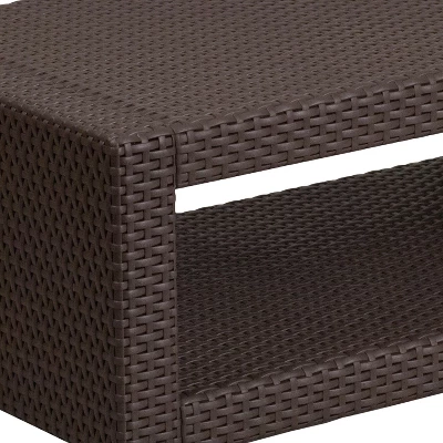 Emma And Oliver Chocolate Brown Faux Rattan Coffee Table 5 Emma And Oliver Chocolate Brown Faux Rattan Coffee Table - Image 5