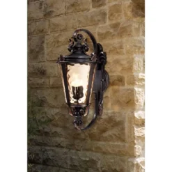 John Timberland Casa Marseille Rustic Outdoor Wall Light Fixture Veranda Bronze Ornate Scroll 36" Champagne Hammered Glass For Post Exterior Barn Deck -Crosley Sales Store GUEST 51e62281 7afa 433b b958 3536ad42dcee