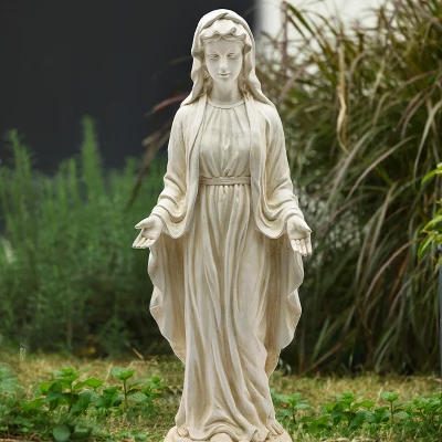 LuxenHome 30.5" H Virgin Mary Indoor Outdoor Statue Garden Statues, Gray Or Ivory 3 LuxenHome 30.5" H Virgin Mary Indoor Outdoor Statue Garden Statues, Gray Or Ivory - Image 3