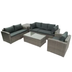 7-Piece Patio Wicker Sofa Set With Cushions, Table And Storage Box - ModernLuxe -Crosley Sales Store GUEST 525039b5 b628 430c b1a3 9dab6149746c