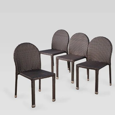 Aurora 4pk Wicker Stacking Chairs - Brown - Christopher Knight Home 1 Aurora 4pk Wicker Stacking Chairs - Brown - Christopher Knight Home