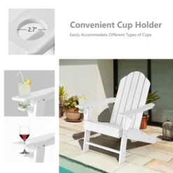 Tangkula Patio 3PCS Adirondack Chair Side Table Set Outdoor Chair Set With End Table Weather Resistant Cup Holder For Backyard Garden White -Crosley Sales Store GUEST 5304c282 f0e2 4f49 85e7 935a558d71d7