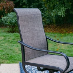 7pc Outdoor Dining Set With Swivel Sling Chairs & Large Metal Rectangle Table With Umbrella Hole - Gray - Captiva Designs -Crosley Sales Store GUEST 534f33f2 8e88 43b9 b16c ae4c297d8528