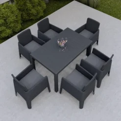 Lucca 7pc Dining Set With Cushions - Black/Gray - DUKAP -Crosley Sales Store GUEST 547c272d 036e 489a 9c3d 9ca40b06b59c