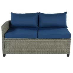 5pc Outdoor Wicker Conversation Set With Cushions - Blue - GODEER -Crosley Sales Store GUEST 54b32748 7805 4036 87bf 91f38a7089c7