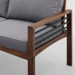 Saybrook Modern Metal And Wood Patio Loveseat - Gray/Dark Brown - Saracina Home -Crosley Sales Store GUEST 552352ef 3e24 41f9 9609 1cdc37ebecff