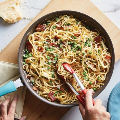 Rachael Ray Cook + Create Aluminum Nonstick Frying Pan 12.5" Agave Blue 2 Rachael Ray Cook + Create Aluminum Nonstick Frying Pan 12.5" Agave Blue - Image 2