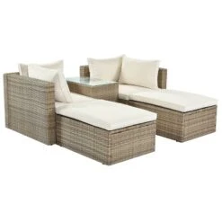 5pc Wicker Patio Seating Set With Cushions - Brown/Beige - GODEER -Crosley Sales Store GUEST 572c3fe4 2041 4645 87b3 5b9324c13d0e