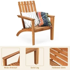 Costway Patio Acacia Wood Adirondack Chair Lounge Armchair Durable Outdoor Garden Yard -Crosley Sales Store GUEST 573d57d4 2682 4ff2 ad1c 7e12674ddd32