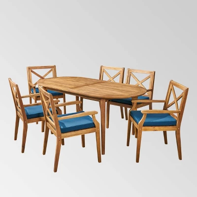 Pines 7pc Acacia Oval Wood Dining Set - Christopher Knight Home 1 Pines 7pc Acacia Oval Wood Dining Set - Christopher Knight Home