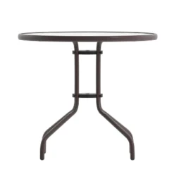 Emma And Oliver 31.5'' Round Glass Top Metal Table With 4 Aluminum Slat Stack Chairs 23 Emma And Oliver 31.5'' Round Glass Top Metal Table With 4 Aluminum Slat Stack Chairs -Crosley Sales Store GUEST 581c40a9 3f63 49f2 935e b6a9f8bae45b