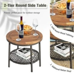 Costway Patiojoy 3PCS Patio Rattan Furniture Set Cushioned Sofas Wood Table Top W/Shelf -Crosley Sales Store GUEST 587d420d c644 415f 88ba aae4c1350437