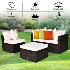 Costway 4PCS Patio Rattan Wicker Sofa Furniture Set Cushioned Conversation Ottoman Set 13 Costway 4PCS Patio Rattan Wicker Sofa Furniture Set Cushioned Conversation Ottoman Set -Crosley Sales Store GUEST 58ed6ffb 73ce 46b9 9a99 12c004ecf307