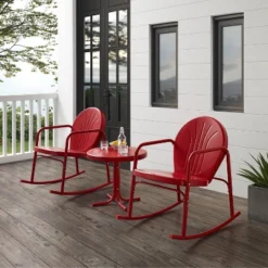 Griffith 3pc Outdoor Rocking Chair Set - Red - Crosley -Crosley Sales Store GUEST 59bfbbd8 e218 4ac6 af27 4291bb7d25d7