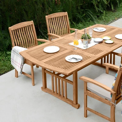 7pc Rowlette Teak Patio Dining Set With Cushion - Cambridge Casual 1 7pc Rowlette Teak Patio Dining Set With Cushion - Cambridge Casual