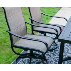 7pc Outdoor Dining Set With Padded Swivel Chairs & Metal Rectangle Table With Umbrella Hole - Gray - Captiva Hole -Crosley Sales Store GUEST 5b4c5ad5 05ea 413d a792 d80f3804ec19
