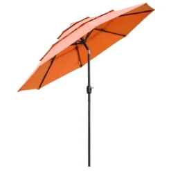 Outsunny 9FT 3 Tiers Patio Umbrella Outdoor Market Umbrella With Crank, Push Button Tilt For Deck, Backyard And Lawn -Crosley Sales Store GUEST 5be44203 cb58 43e6 81c4 b71c49086201