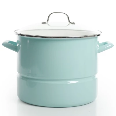 Kenmore 16 Quart Stainless Steel Pot In Blue With Steamer Insert And Glass Lid 1 Kenmore 16 Quart Stainless Steel Pot In Blue With Steamer Insert And Glass Lid