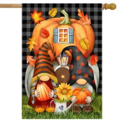 Briarwood Lane Fall Gnome Home House Flag Humor Autumn Pumpkins 2