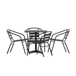Flash Furniture Lila 27.5'' Square Aluminum Indoor-Outdoor Table Set With 4 Slat Back Chairs -Crosley Sales Store GUEST 5d3f5cf0 ff24 4ec8 9e72 1abebb2dc836