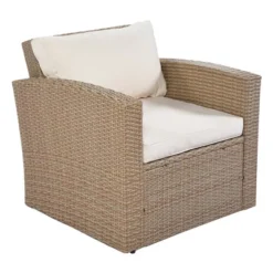 4pc Outdoor Wicker Conversation Set With Cushions - Beige - GODEER -Crosley Sales Store GUEST 5df76c1f 0768 422c 8f80 2d9e89400452