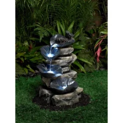 John Timberland Frog And Four Lily Pad Rustic Cascading Outdoor Floor Water Fountain With LED Light 21" For Yard Garden Patio Home Deck Porch Exterior -Crosley Sales Store GUEST 5e31676c 85cf 4e75 951c ecc2448287b4