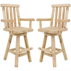 Sunnydaze Decor Sunnydaze Unfinished Fir Wood Log Cabin Style Rustic Swivel Bar Stool -Crosley Sales Store GUEST 5f1a029b c2f4 4a81 a6a4 fcfd3c567f57