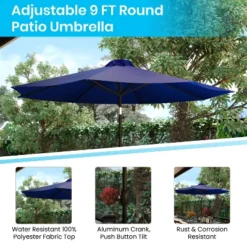 Merrick Lane 9' Round UV Resistant Outdoor Patio Umbrella With Height Lever And 33° Push Button Tilt -Crosley Sales Store GUEST 60033444 32ac 4f93 9bdf 2d5740af9a27
