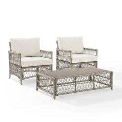 3pc Thatcher Outdoor Steel Chair & Ottoman Set Creme/Driftwood - Crosley 20 3pc Thatcher Outdoor Steel Chair & Ottoman Set Creme/Driftwood - Crosley -Crosley Sales Store GUEST 6003705f a1ea 48cf b11f 3790dd53f777