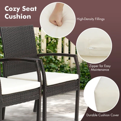 Costway 5PCS Patio Dining Set Cushion Armchairs Acacia Wood Table With Umbrella Hole 3 Costway 5PCS Patio Dining Set Cushion Armchairs Acacia Wood Table With Umbrella Hole - Image 3