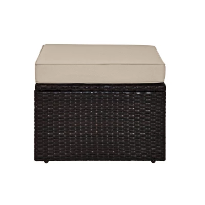 Palm Harbor Outdoor Wicker Ottoman - Sand - Crosley 4 Palm Harbor Outdoor Wicker Ottoman - Sand - Crosley - Image 4