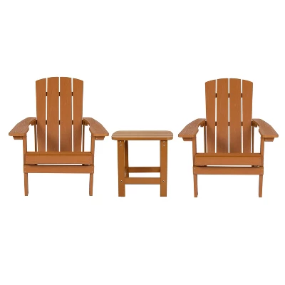 Emma And Oliver Three Piece Hammond Adirondack Style Conversation Set With Two Chairs And Matching Side Table For Indoor And Outdoor Use 14 Emma And Oliver Three Piece Hammond Adirondack Style Conversation Set With Two Chairs And Matching Side Table For Indoor And Outdoor Use - Image 14