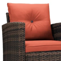 6pc Wicker Outdoor Conversation Set With Cushions - Orange - EDYO LIVING -Crosley Sales Store GUEST 633c18ca 47c1 4d34 8ad3 52ec7a6de1f1