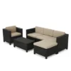 Puerta 6pc Wicker L-Shaped Sectional Sofa Set - Dark Brown - Christopher Knight Home