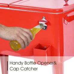 Costway Red Outdoor Patio 80 Quart Cooler Cart Ice Beer Beverage Chest Party Portable -Crosley Sales Store GUEST 641c0482 5bdc 4a55 b9fe 4dca88086d2f