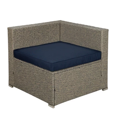 5pc Outdoor Rattan Wicker Sectional Conversation Set With Cushions - Gray/Navy - GODEER 7 5pc Outdoor Rattan Wicker Sectional Conversation Set With Cushions - Gray/Navy - GODEER - Image 7