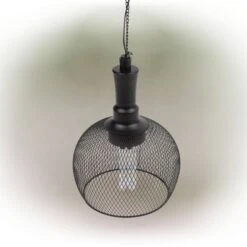 10" Solar Hanging Mesh Glass Lantern Black - Alpine Corporation -Crosley Sales Store GUEST 66951818 9e32 40f5 b343 a9463ef6feae