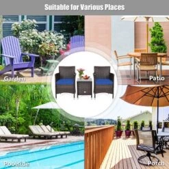 Tangkula 3-Piece Patio Wicker Rattan Furniture Set Conversation Sofa Set With Coffee Table Navy 8 Tangkula 3-Piece Patio Wicker Rattan Furniture Set Conversation Sofa Set With Coffee Table Navy -Crosley Sales Store GUEST 69b03e78 8d2a 49c2 b58b cc5ada76c28c