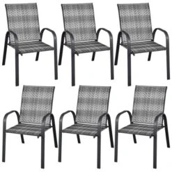 Tangkula 6PCS Outdoor PE Wicker Stacking Dining Chairs Patio Arm Chairs -Crosley Sales Store GUEST 69cd392d 320f 4a1f a94b 6b33b7ef7442